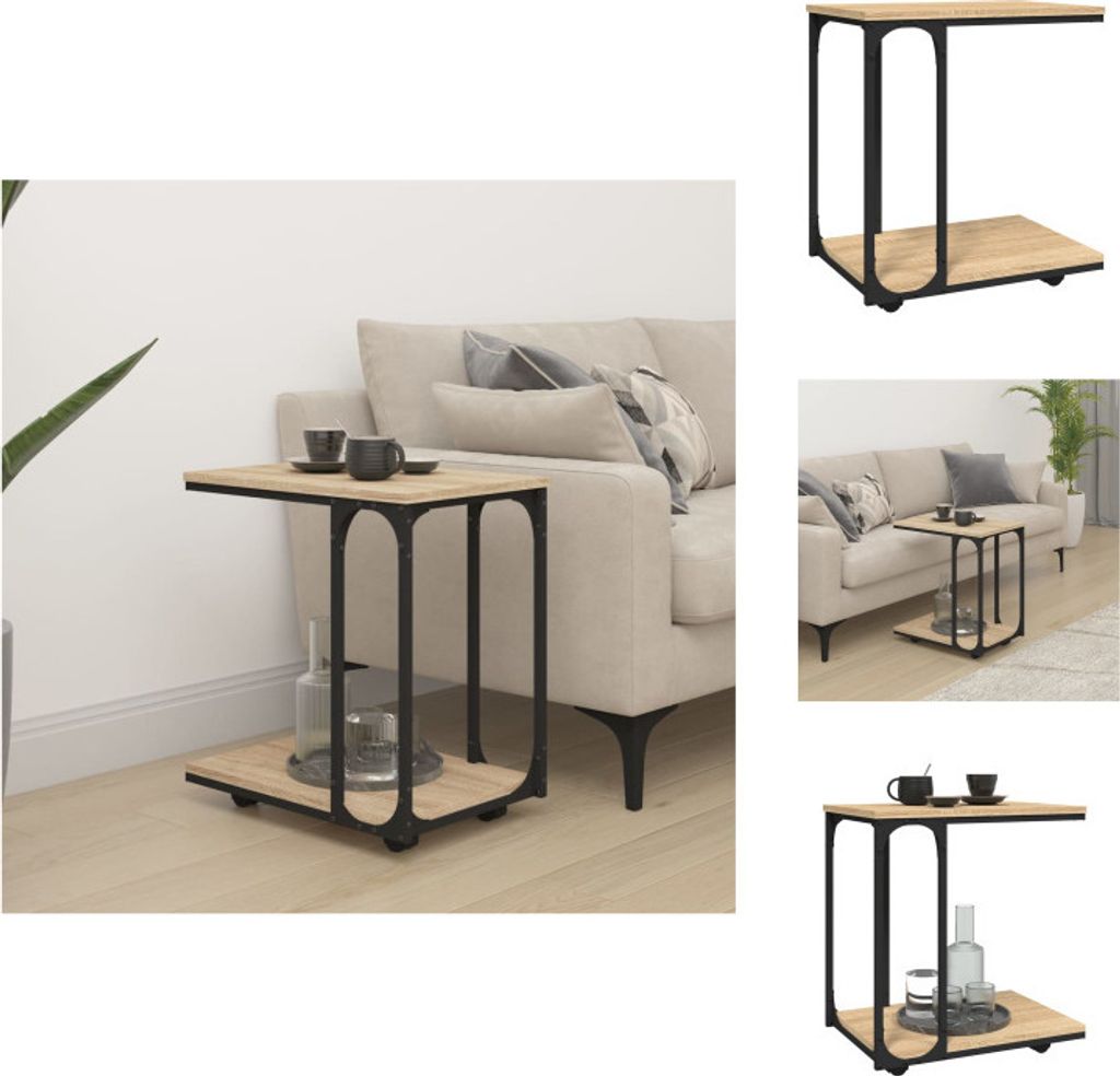 vidaXL Beistelltisch mit Rollen Sonoma 50x35x55,5 cm Holzwerkstoff - Beistelltische