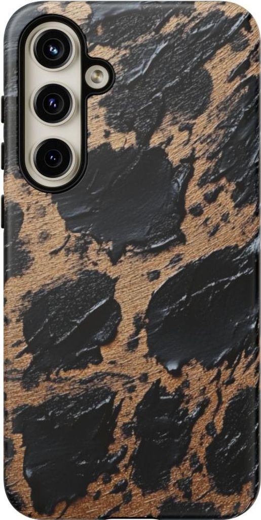 Strukturiertes Schwarz-Braun mit abstraktem Muster – Hülle Kompatibel mit Galaxy S24 Plus