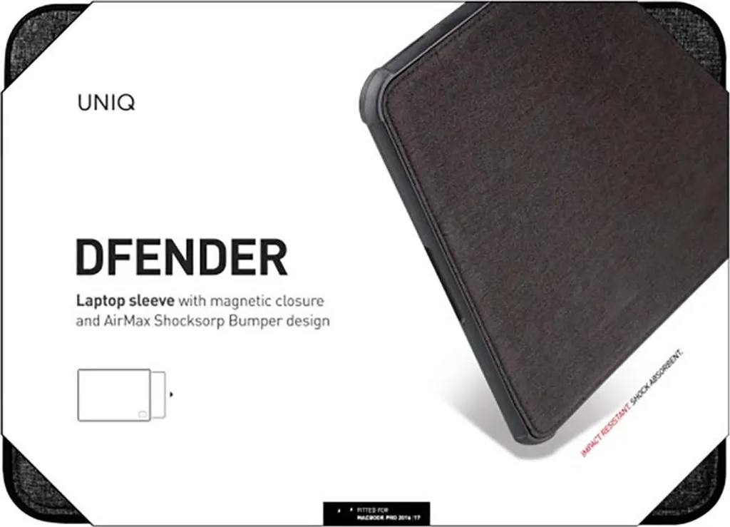 Uniq Dfender Laptop Sleeve 16 Czarny Nero - Custodia Antiurto Premium