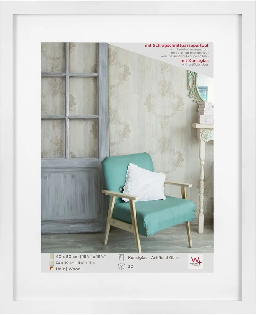 Cornice Professionale 40x50 Walther Stockholm Bianca | Vetro Acrilico
