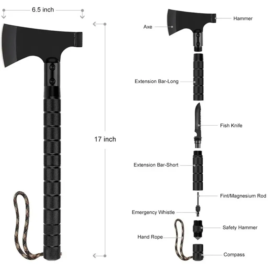 Hachette de camping pliable KP27796 robuste en acier pour randonnée