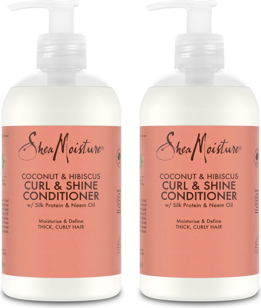 SheaMoisture Curl & Shine Conditioner für dickes, lockiges Haar Kokosnuss & Hibiskus ohne Silikone und Sulfate 2x 384ml