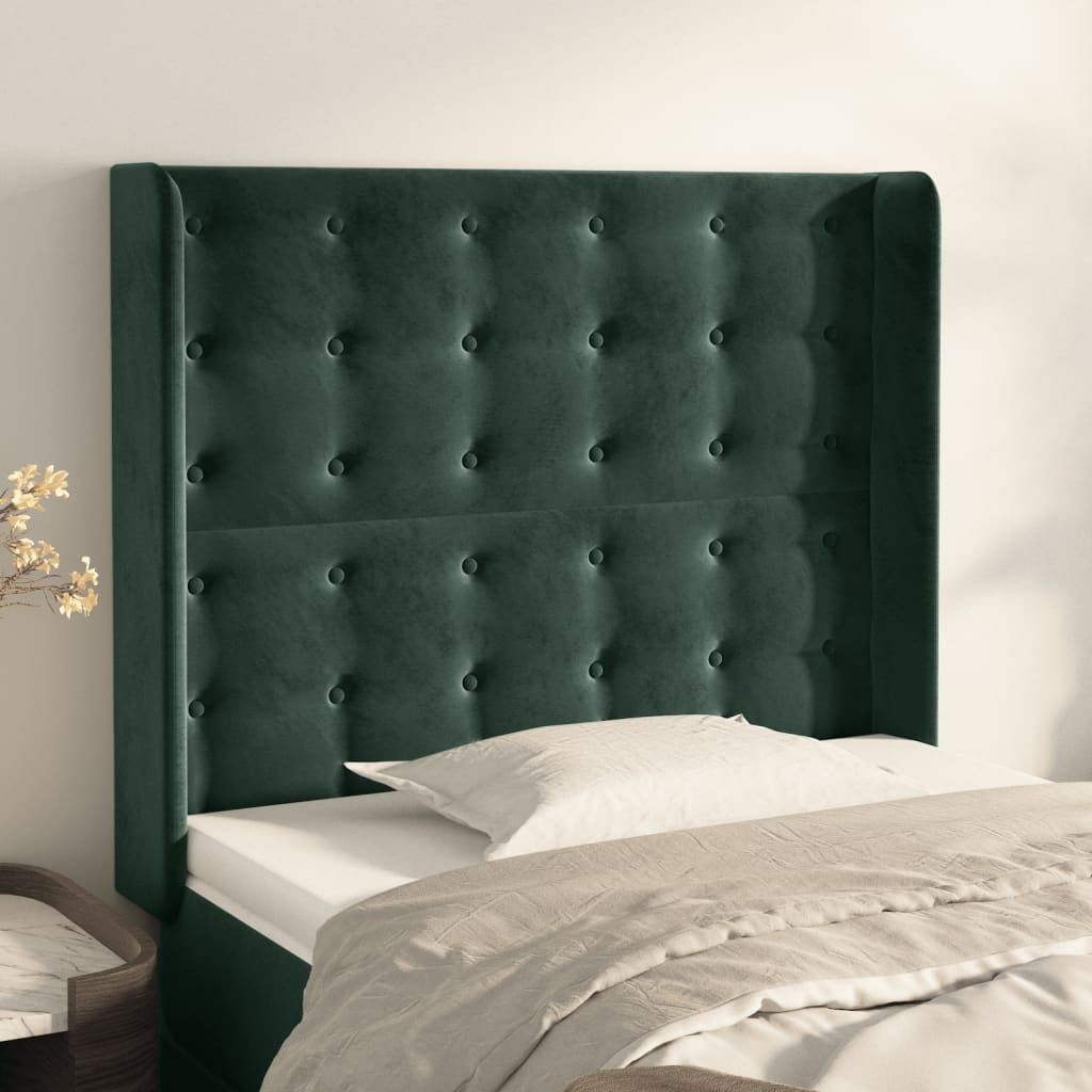 Möbel Kopfteil mit Ohren Dunkelgrün 93x16x118/128 cm Samt - Kopfteile"Design 2024" DE81991913