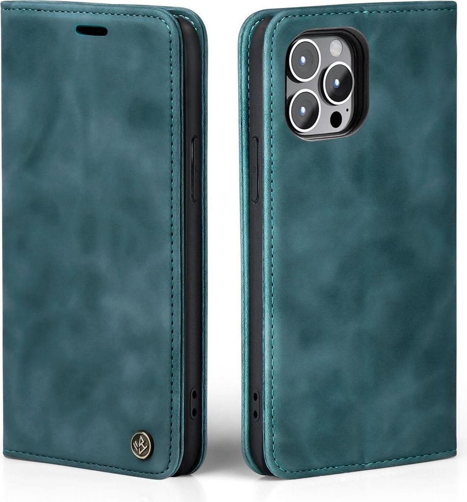 Handy Hülle für Apple iPhone 14 Pro Klapphülle Bookcase Flip Cover Handy Tasche Etui Farbe: Petrol