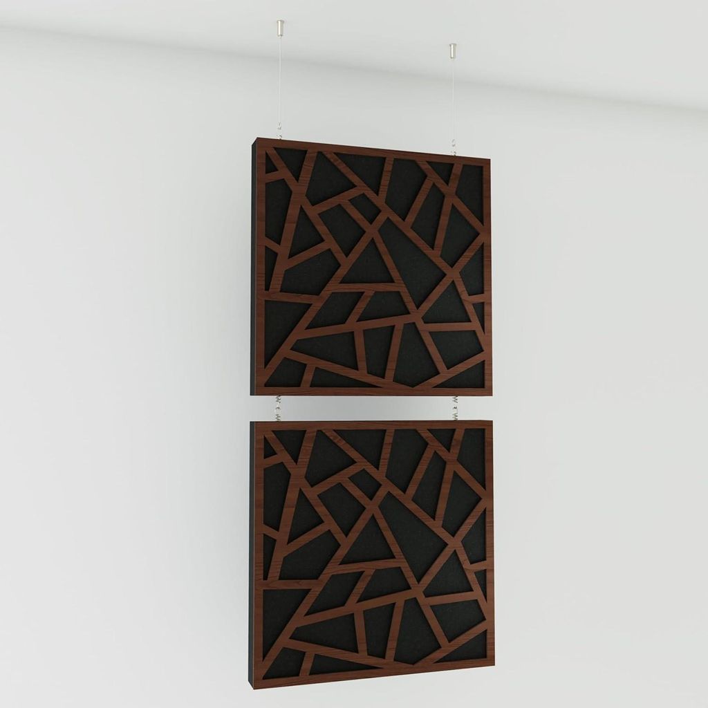2er-Pack—Dekorative Akustik-Hängepaneele |100x50cm | Hängende Raumteiler | Modulare schallabsorbierende Paneele |SKYROSS | Nussbaum