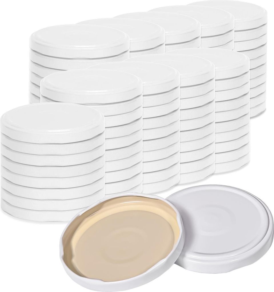 100x couvercles pour bocaux TO82 blancs Image du produit 