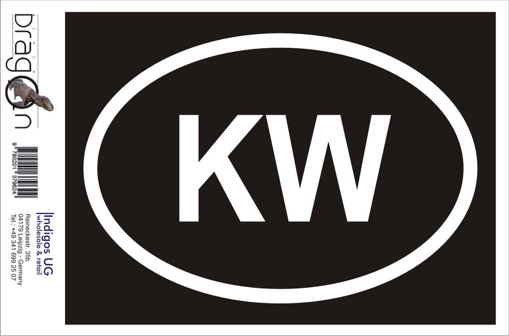 Aufkleber / Autoaufkleber - JDM / Die cut / Auto / OEM - Kuwait KW - 160x110mm weiß - Heckscheibe / Heckscheibenaufkleber