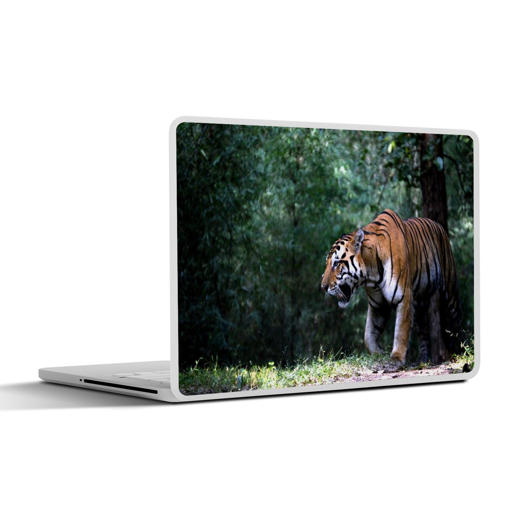 MuchoWow Laptop Aufkleber Sticker Cover Tiger - Wald - Bäume 25x18 cm - Laptop-Deko