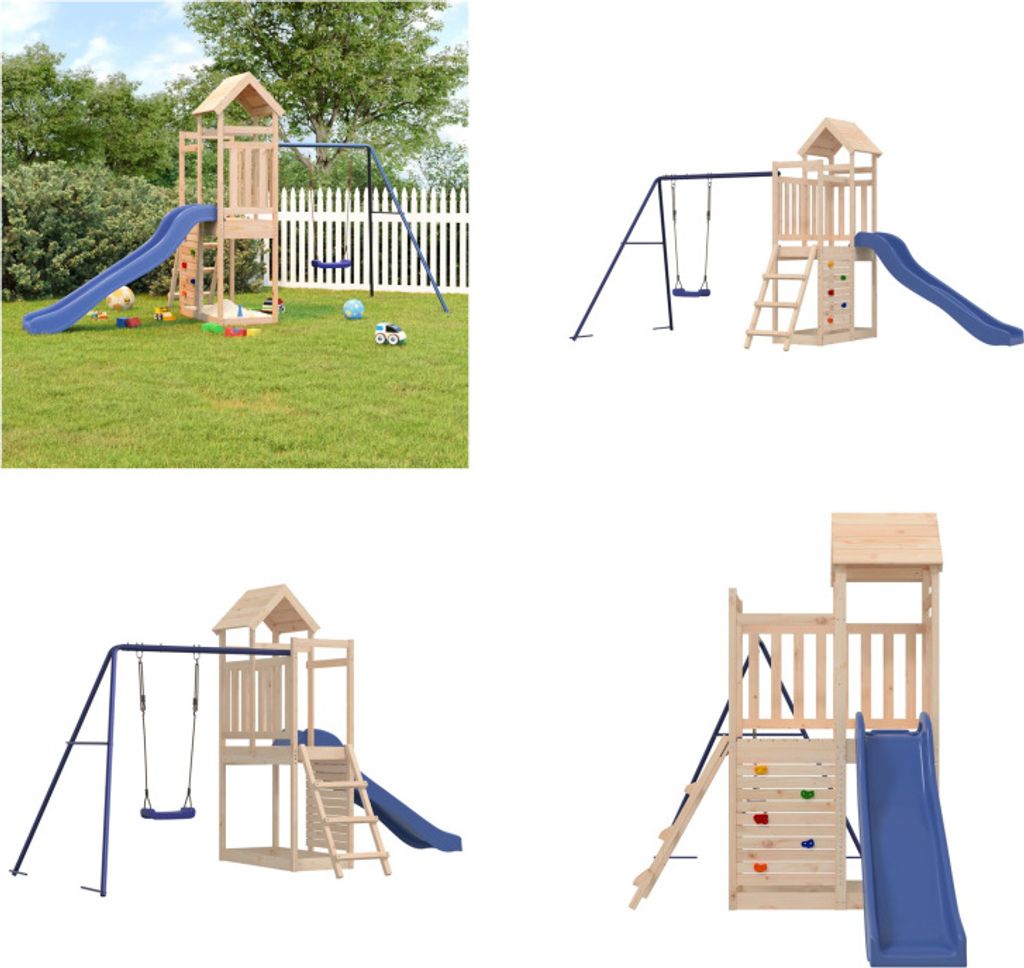 vidaXL Spielturm Massivholz Kiefer - Spielplatz - Spielplätze - Garten Spielplatz - Outdoor Spielplatz