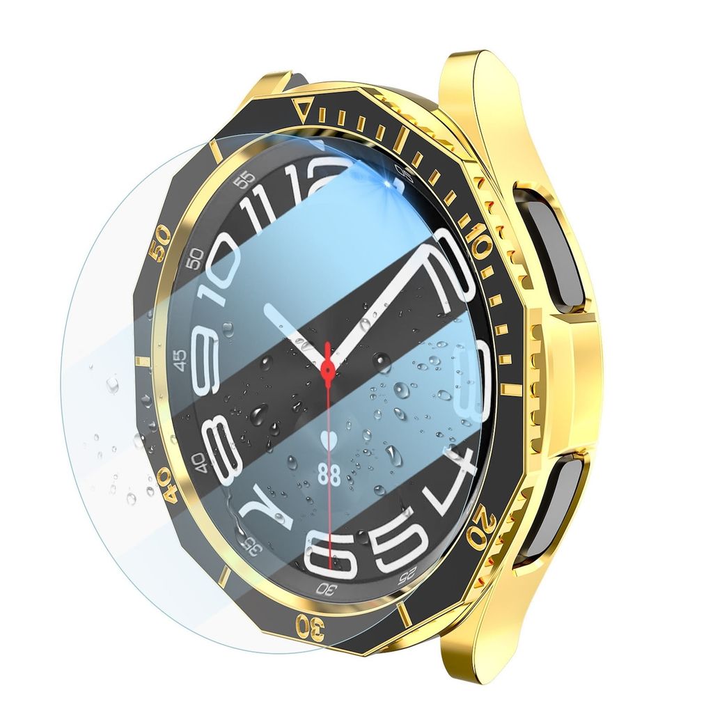 Für Samsung Galaxy Watch 6 Classic 43mm Set aus Hülle + Hart Glas + Lünettenring