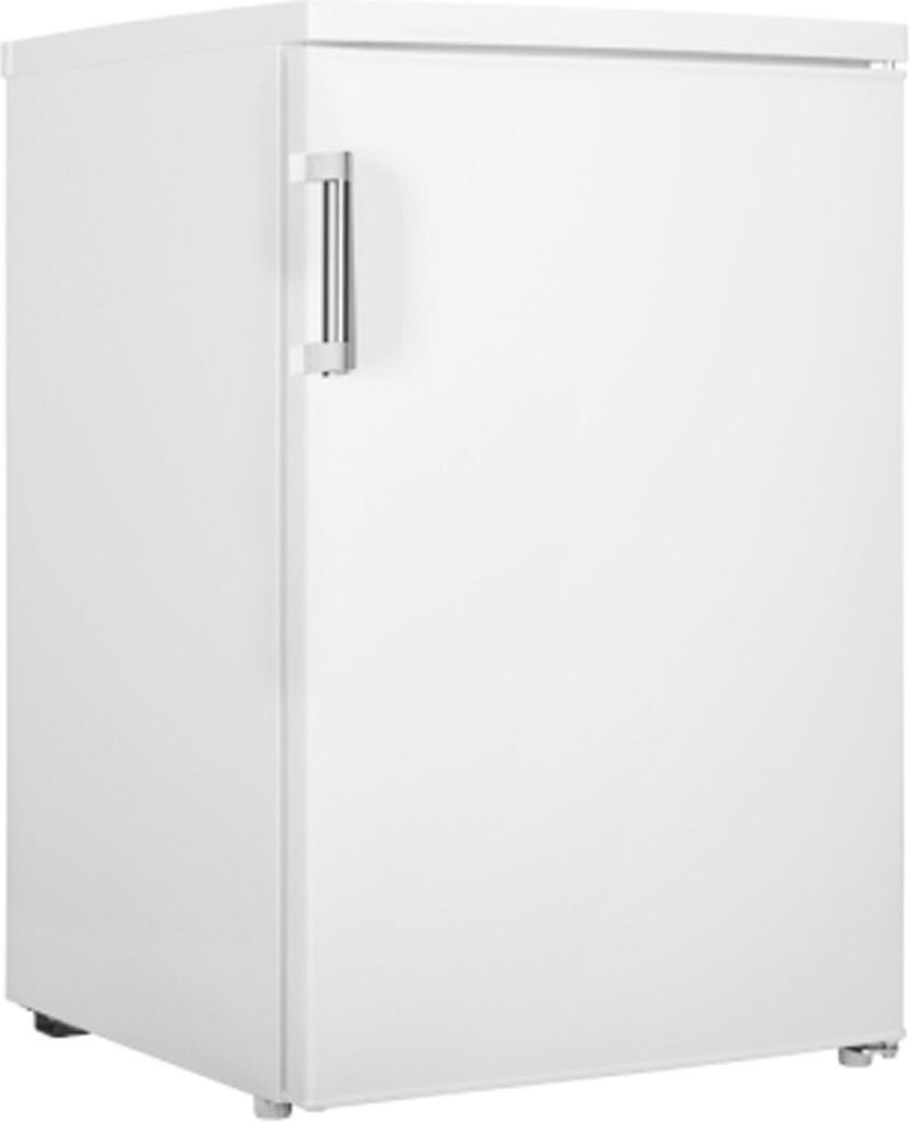 A white refrigerator viewed from a slight angle.