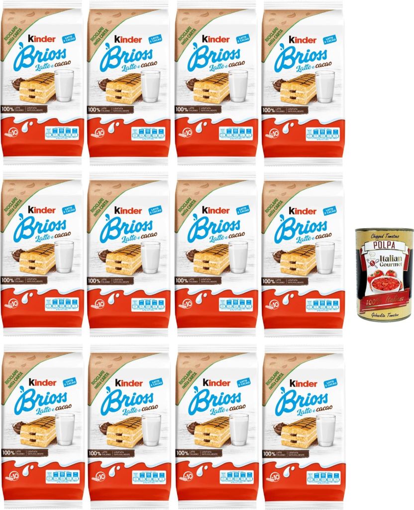 Kinder Brioss Latte e cacao, 10 Snacks Schwammkuchen, Produktbild 