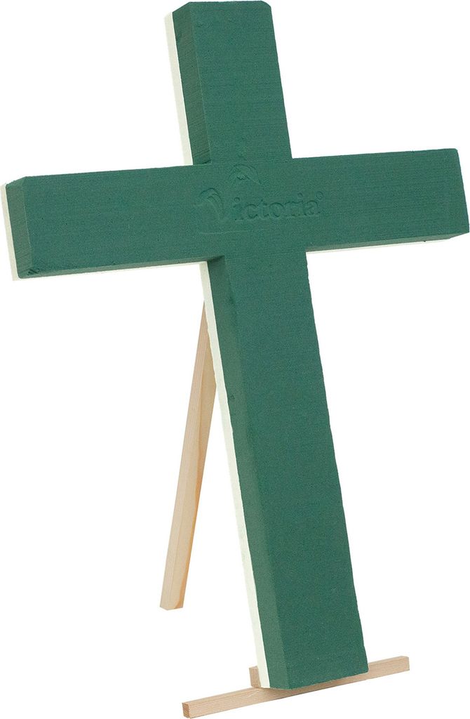 Nass Steckschaum Kreuz 40x28x6cm mit Holzständer