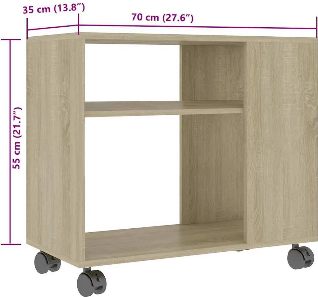 Table d'appoint gain de place chêne Sonoma 70 cm pour ranger vos objets - 6