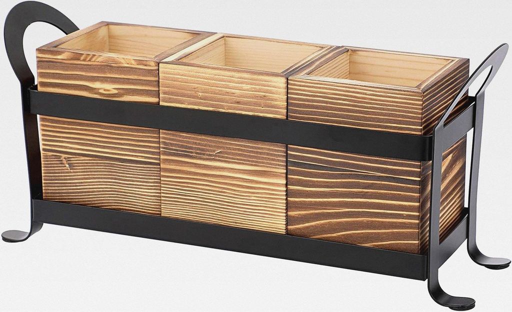 Besteckhalter aus Holz mit Metalltablett – Besteck-Organizer mit 3 Fächern, Aufbewahrungsbox für Küchenarbeitsplatte, multifunktionale Aufbewa...
