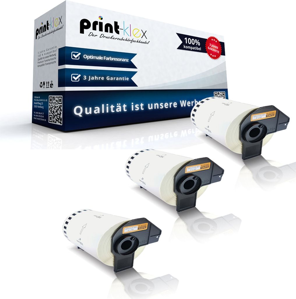 Print-Klex 3x Kompatible Etiketten-Rollen kompatibel mit Bother P-Touch DK-22243 QL 1000 Series QL 1050 QL 1050 N QL 1060 NDK22243 DK 22243 102mm x...