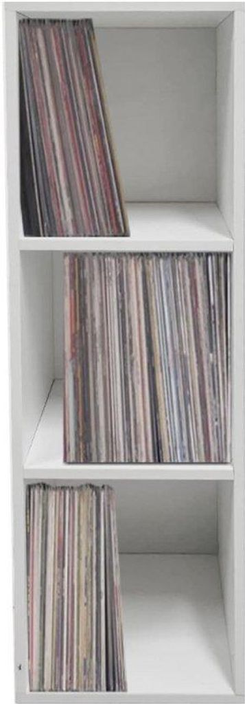 Weißer Schallplatten-Lagerkorb - 3-Fach-Regal für Vinyl-Records, Bücher und Dekorationen