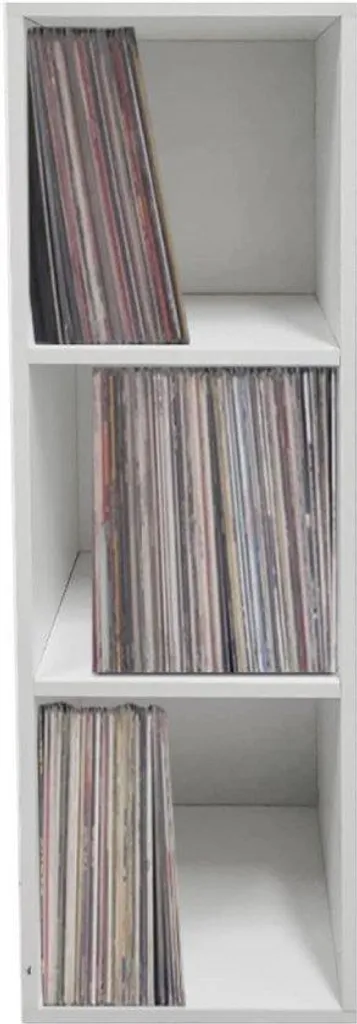Rangement vinyles blanc anti-poussière 3 bacs pour protéger vos disques