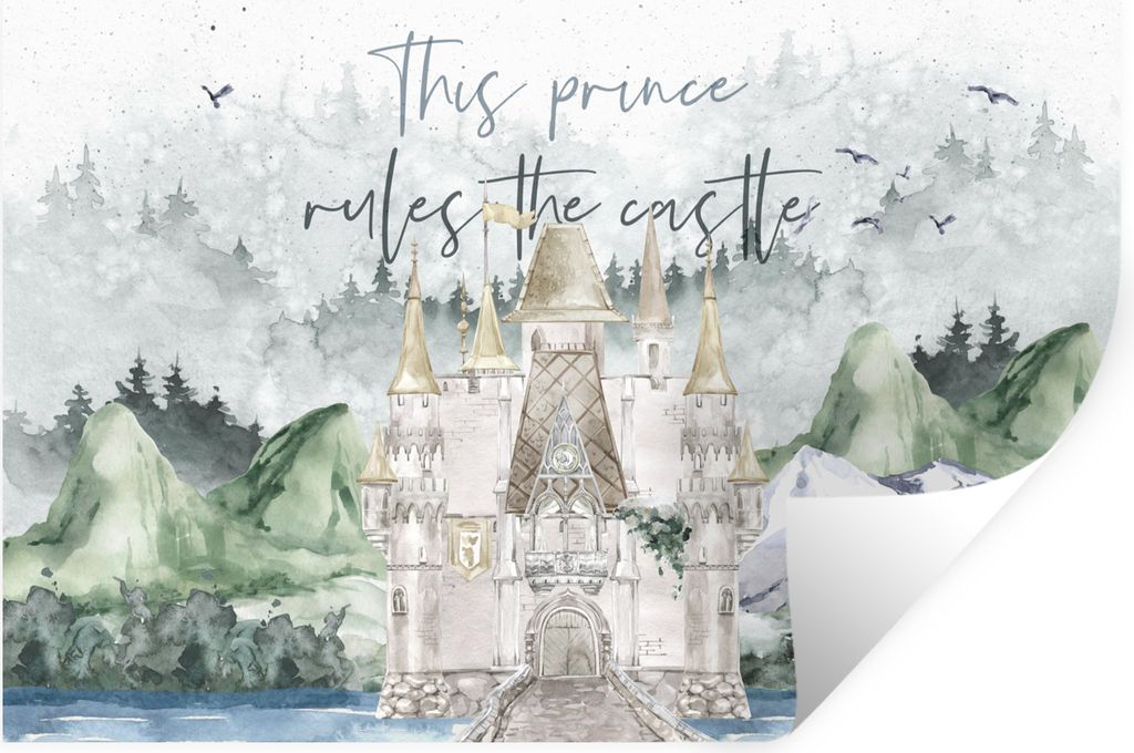 MuchoWow Wandtattoo Wandsticker Wandaufkleber Dieser Prinz regiert das Schloss - Zitate - Sprichwörter - Kinder - Baby - Jungen 120x80 cm Selbst...