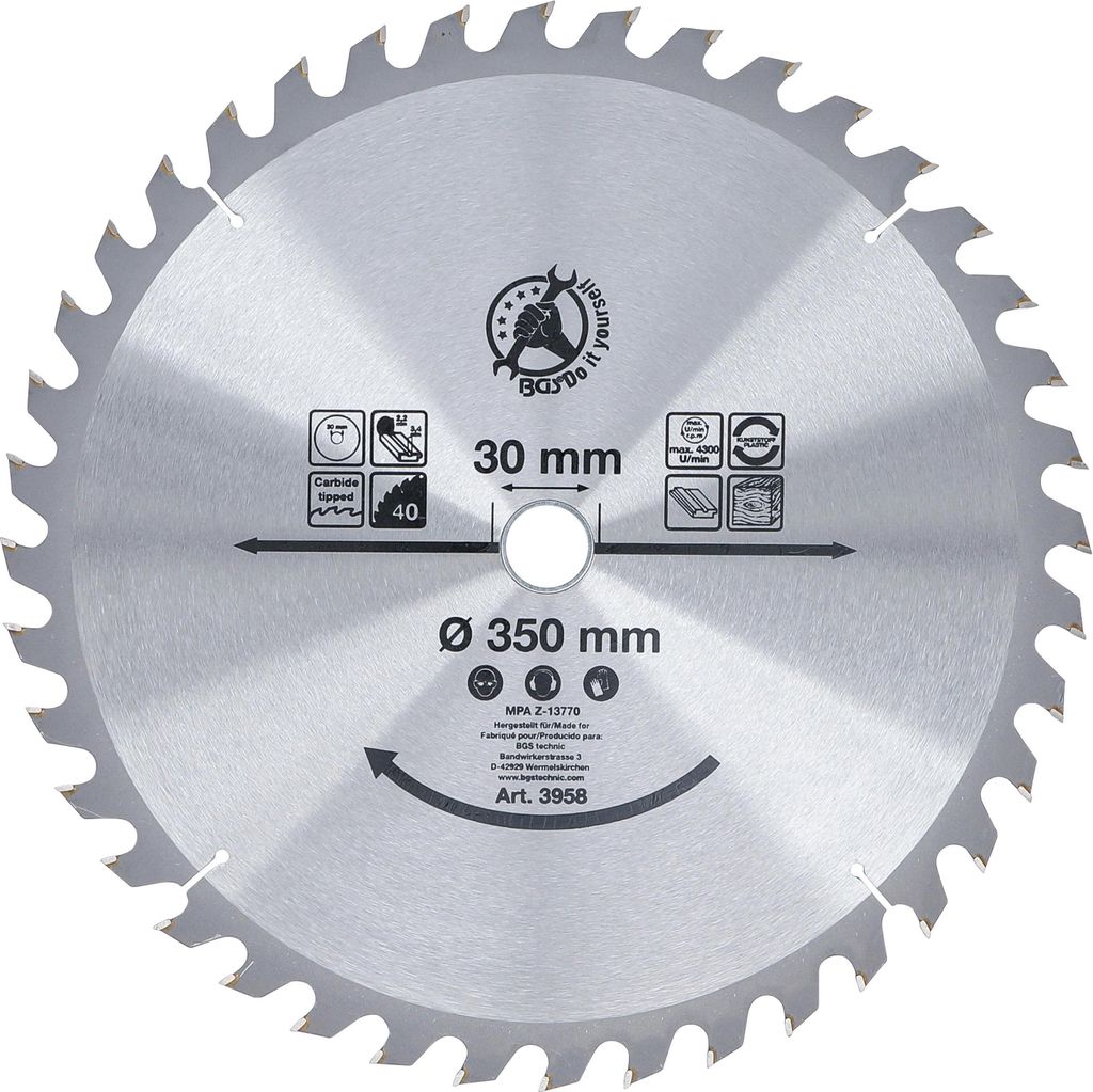 KRAFTMANN 3958 Lame de scie circulaire en métal dur, Ø 350 Image du produit 