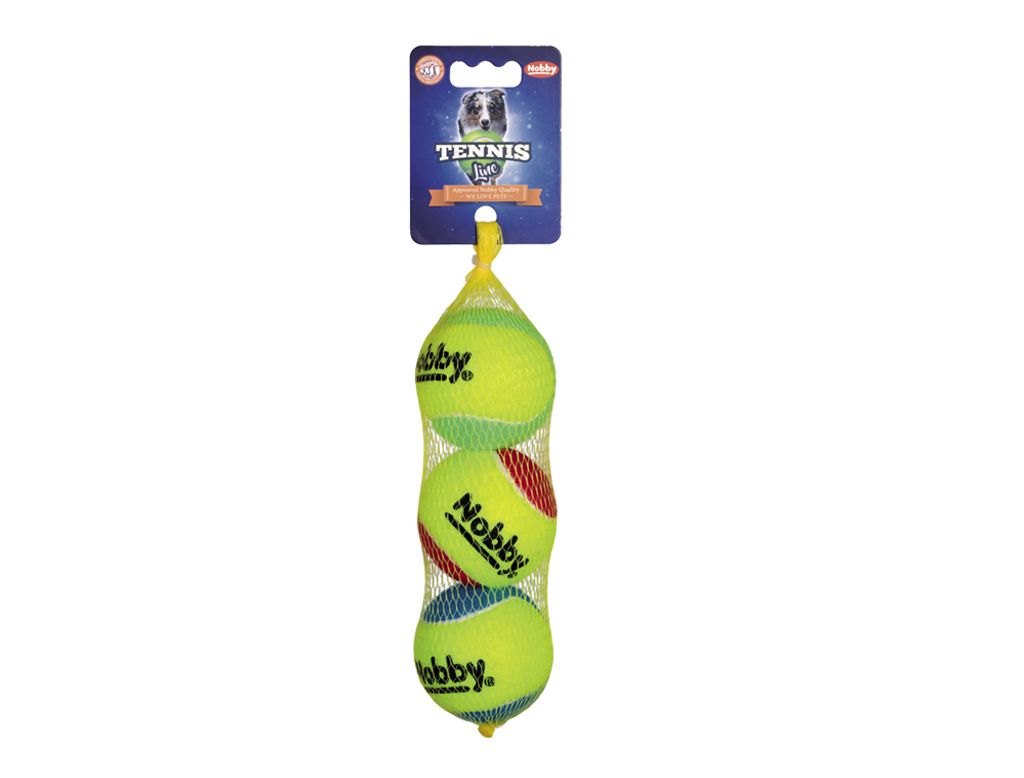 Nobby Tennisball sortiert M 6,5 cm; 3er Netz