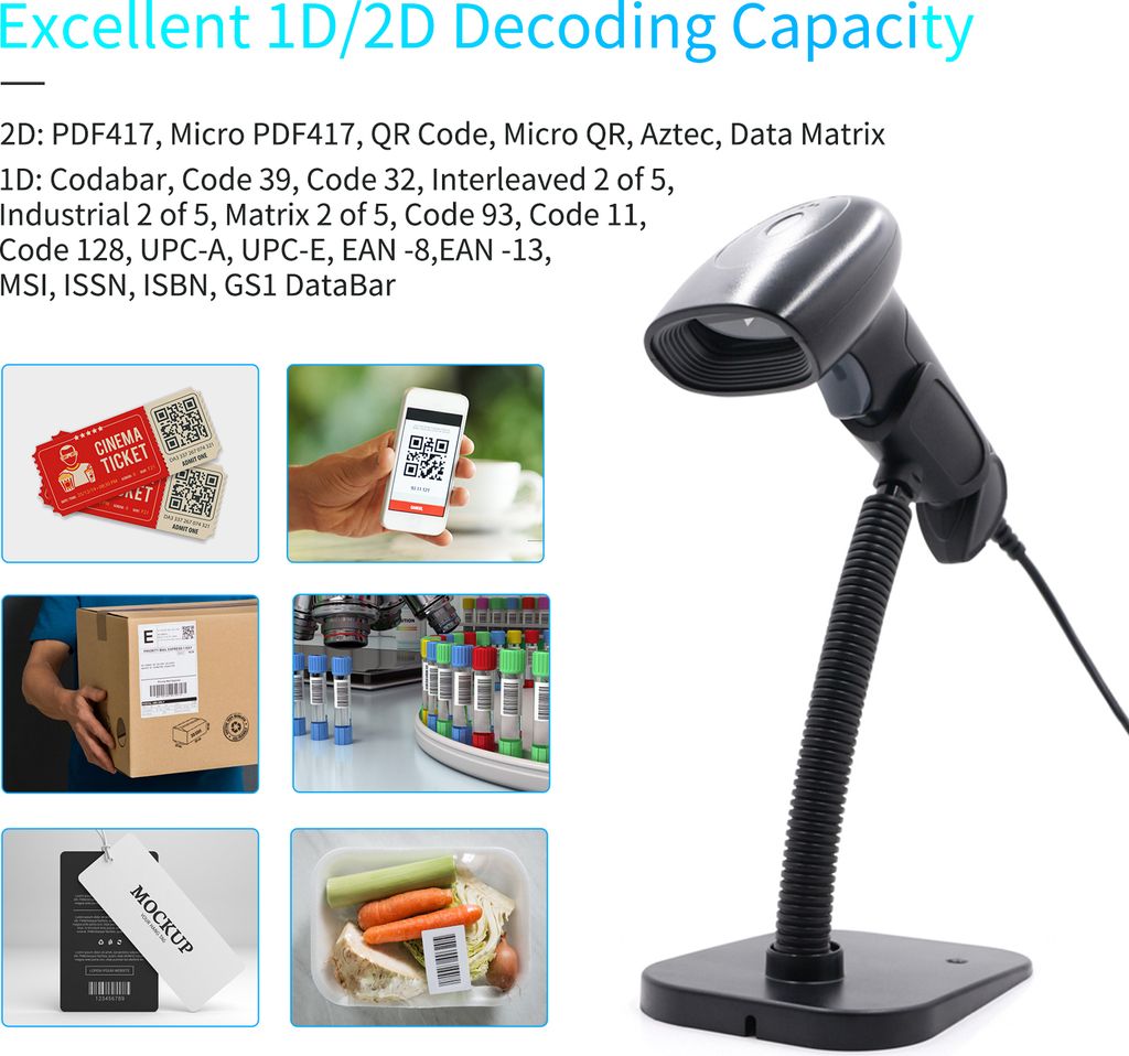 Barcodescanner 2D 1D QR Handheld Scanner, Barcode-Leser mit Produktbild 14