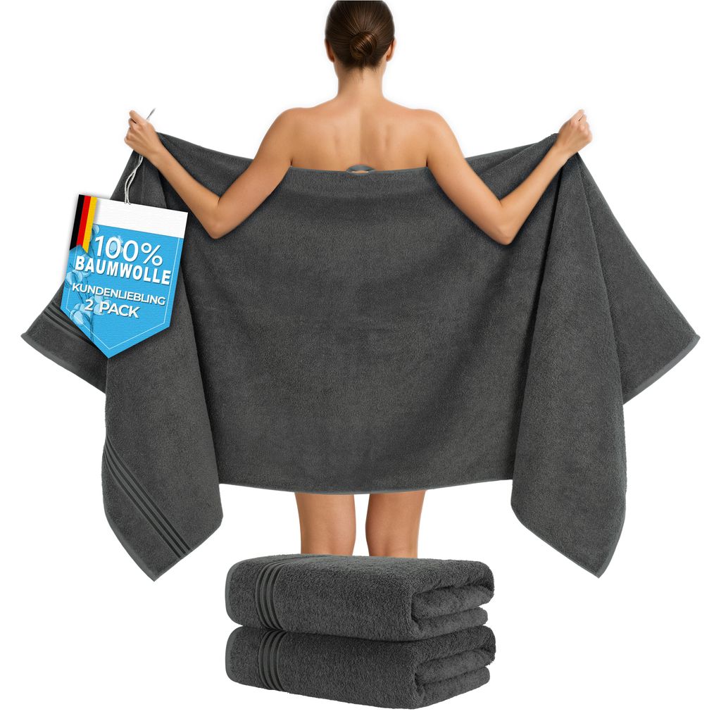 Hammetex Saunahandtücher 2er Set 80x200 cm – 100% Baumwolle Produktbild 