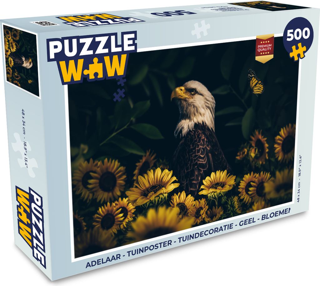 MuchoWow Puzzle 500 Teile Adler - Gelb - Blumen - Botanisch - 500 Teile - Kinder - Selberbauen - Puzzlespiele