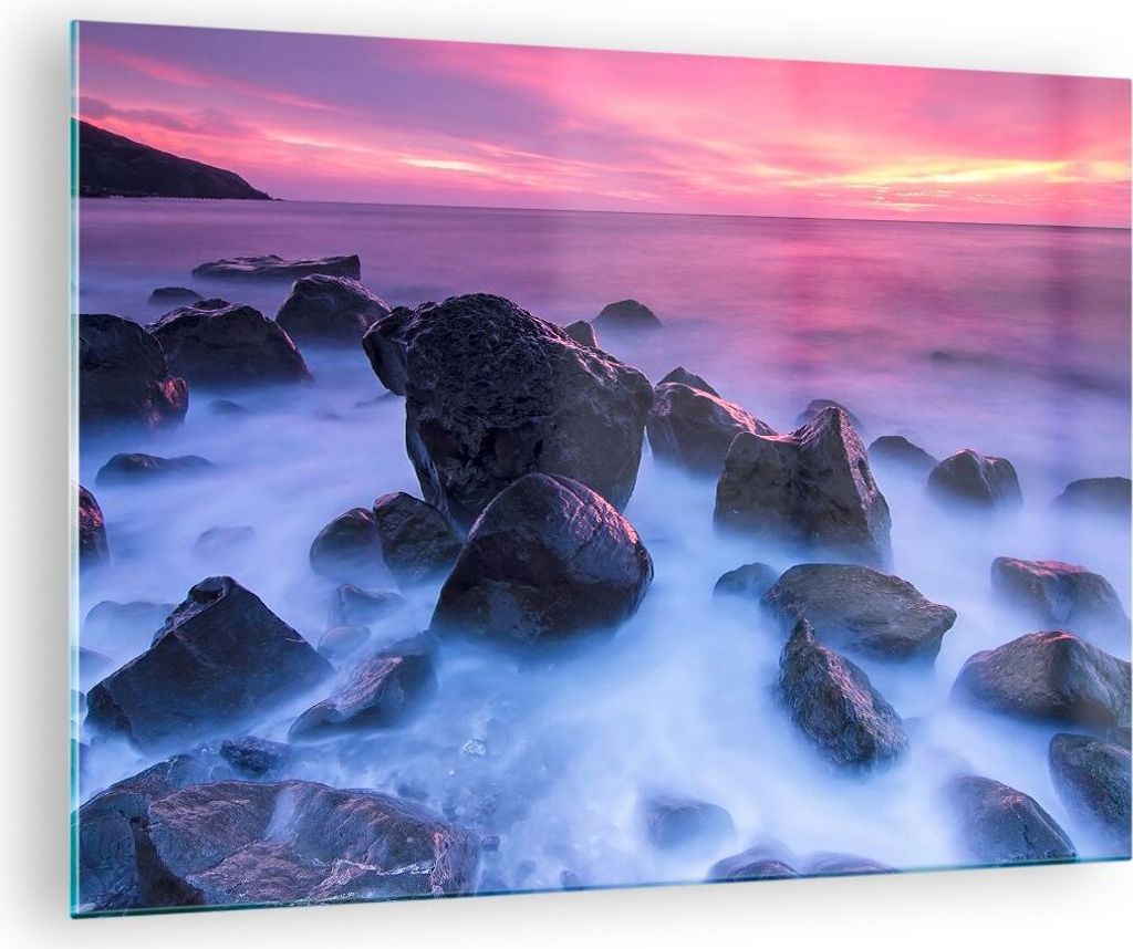 Bilder auf glas - Strand ufer wolken dämmerung - 70x50cm - Glasbilder - Wandbilder - Kunstdruck - zum Aufhängen bereit - Wanddekoration aus Glas ...