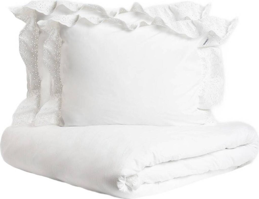 HOMLA Pościel MORAIN z mikrofibry biała z koronką 160x200 + Zdjęcie produktu 