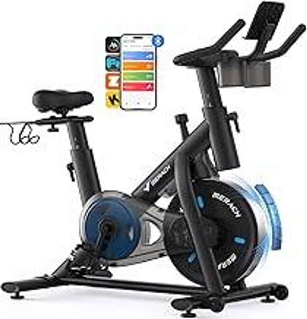 MERACH Heimtrainer Fahrrad mit Verstellbarem Widerstand, Leises Hometrainer Fahrrad mit Verbessertem LED-Monitor, Tablet-Halter, Indoor Cycling Bik...