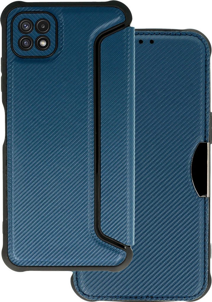 Razor Carbon Buchhülle für Samsung Galaxy A22 5G - Eleganter Schutz in Blau KP25471