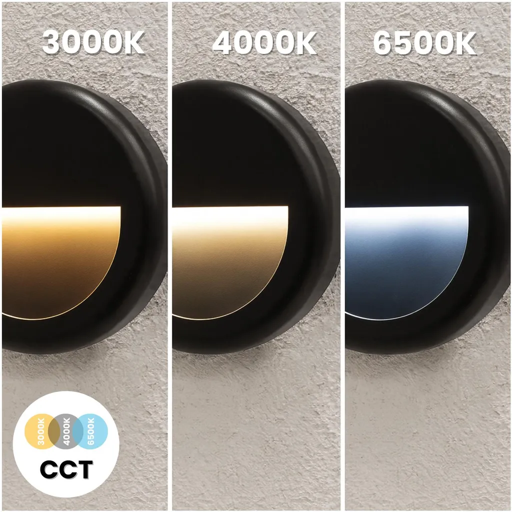 Luminaire Mural LED Extérieur Étanche IP65 Rond Noir CCT Variable 440lm - 3