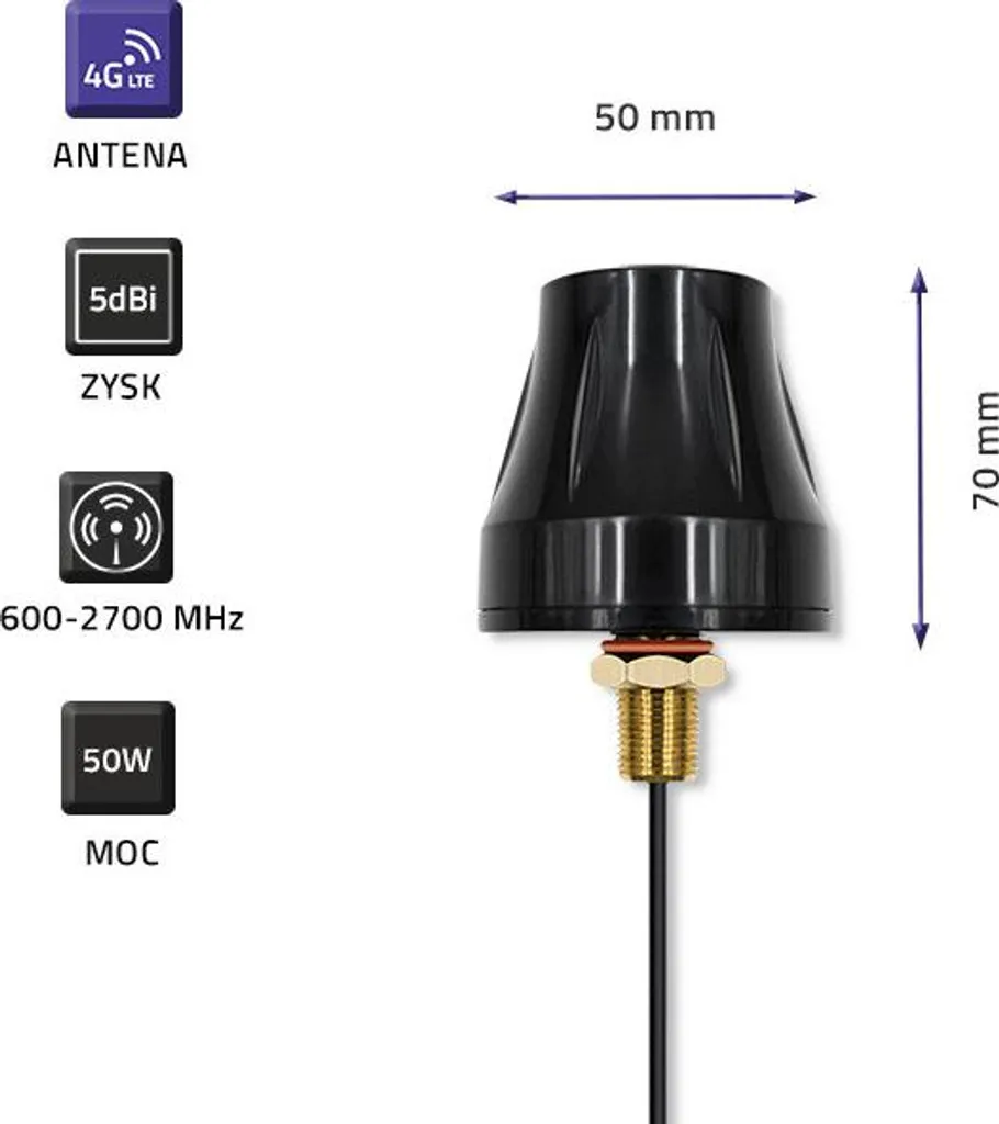 Antenne 4G LTE DUAL Omnidirectionnelle Blanche avec Gain 5dBi et SMA 5m
