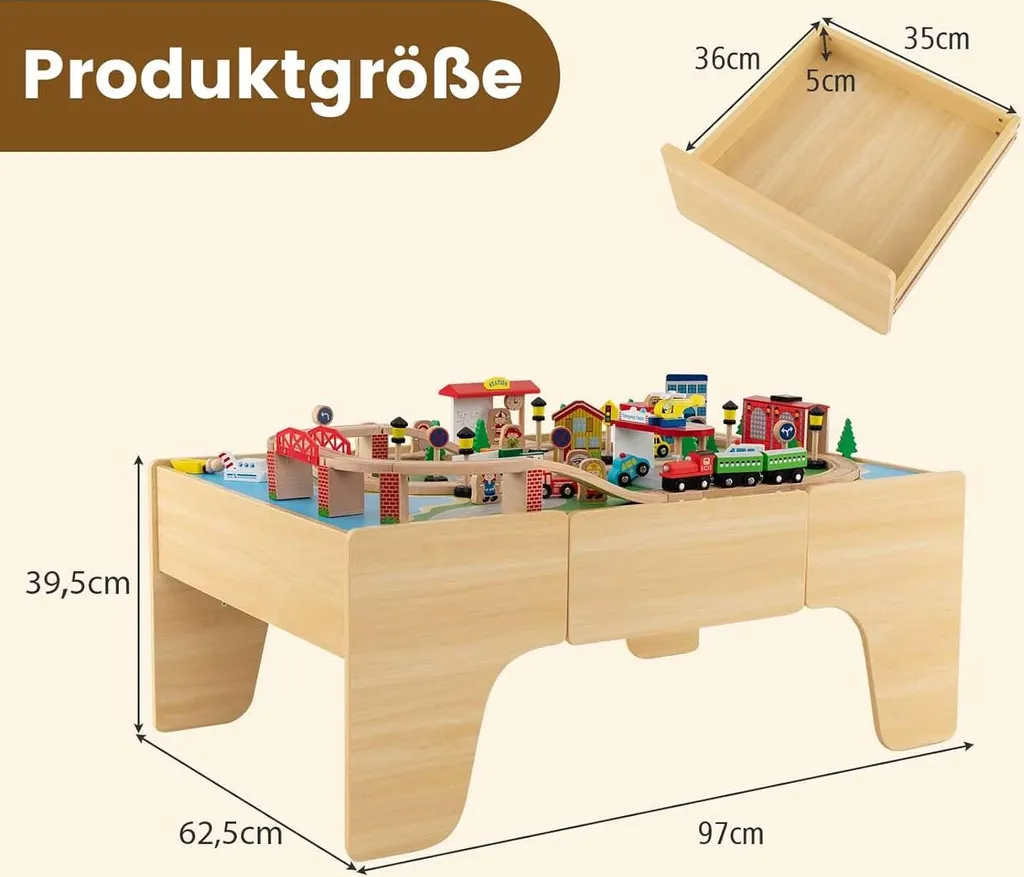 Espace de Jeu Enfant Complet : Table de Train en Bois Multiactivités
