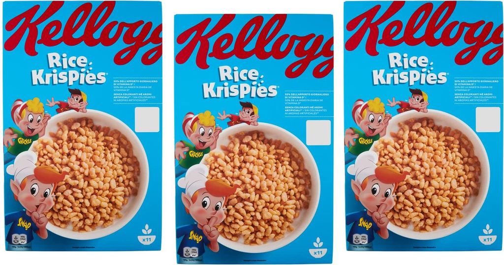 3x Kellogg's Rice Krispies Puffreis Mit Vitaminen und Mineralstoffen 340g Packung Cereal als Frühstück oder Snack zwischendurch