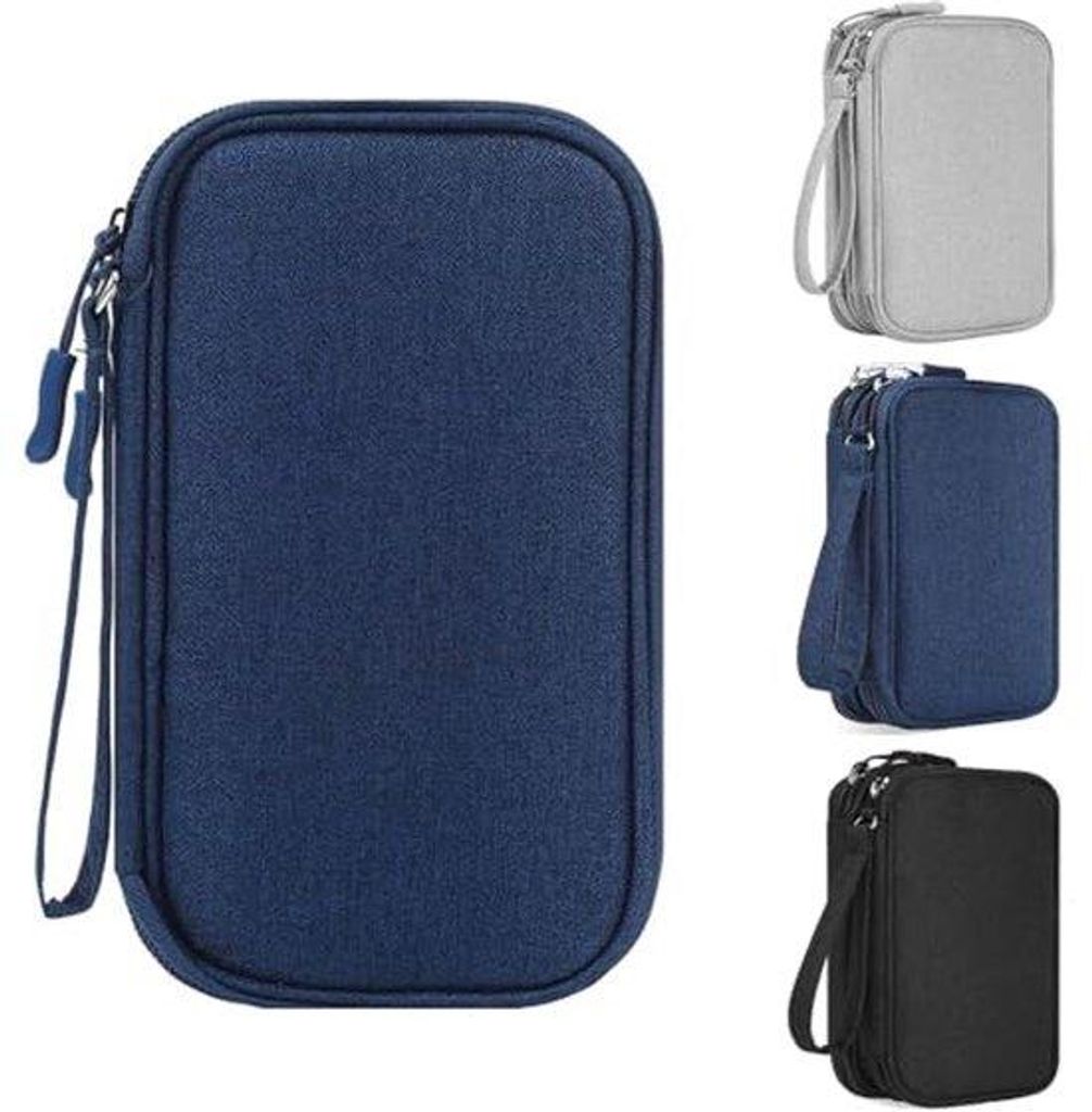 Ultiluxe Kabeltas - Kabel Organizer Tasche - Doppelstöckig - Wasserfest - Blau - 19 x 11 x 5,5 cm