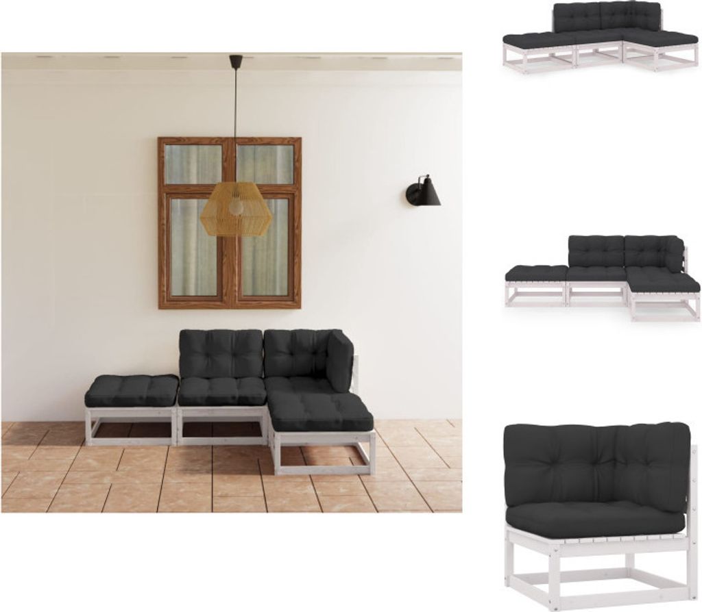 vidaXL 4-tlg. Garten-Lounge-Set mit Kissen Kiefer Massivholz - Gartenmöbel-Sets