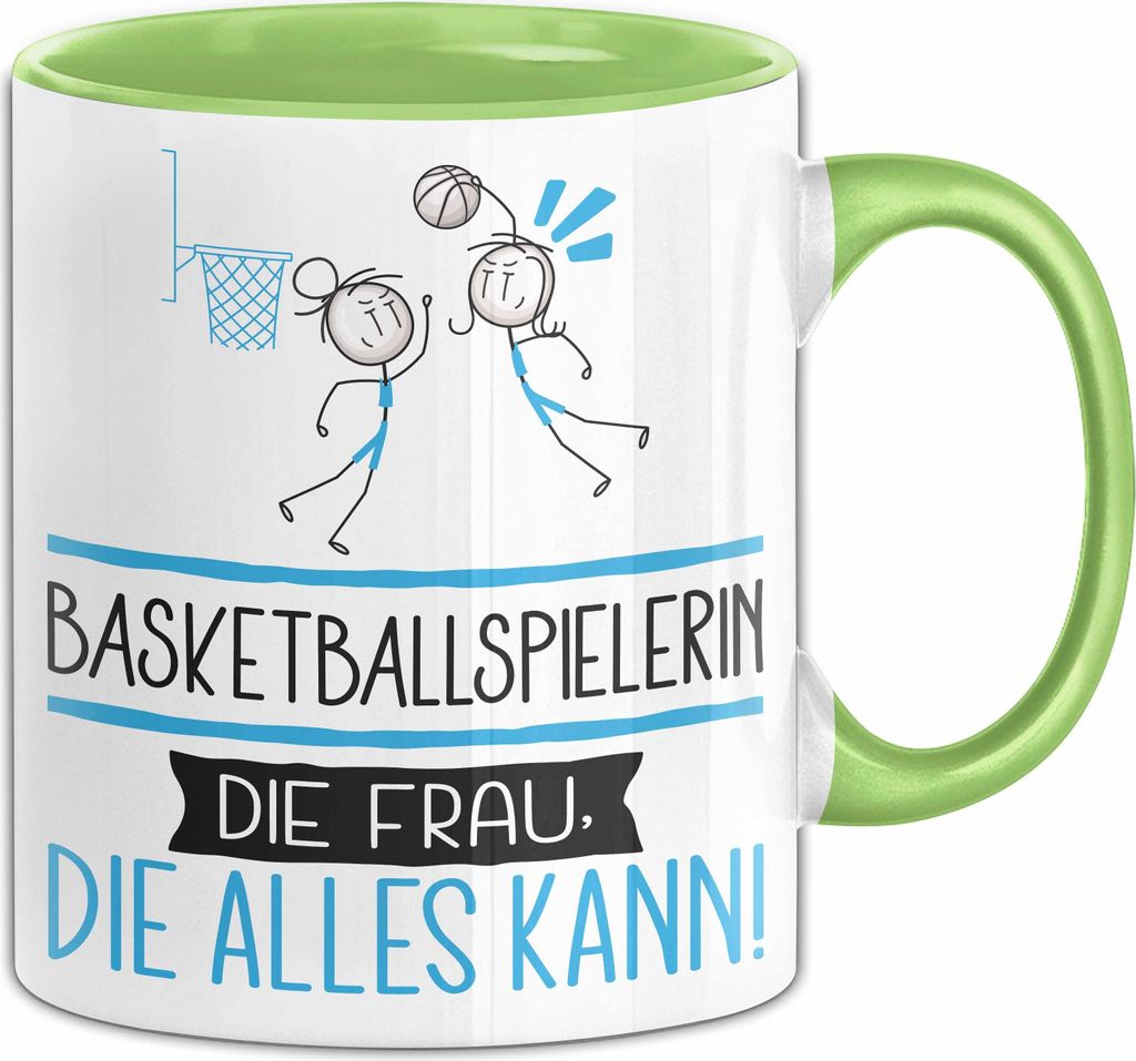 Basketballspielerin Geschenk Tasse Becher Die Frau Die Allen Kann Geschenkidee für eine Basketballspielerin Lustig (Grün)