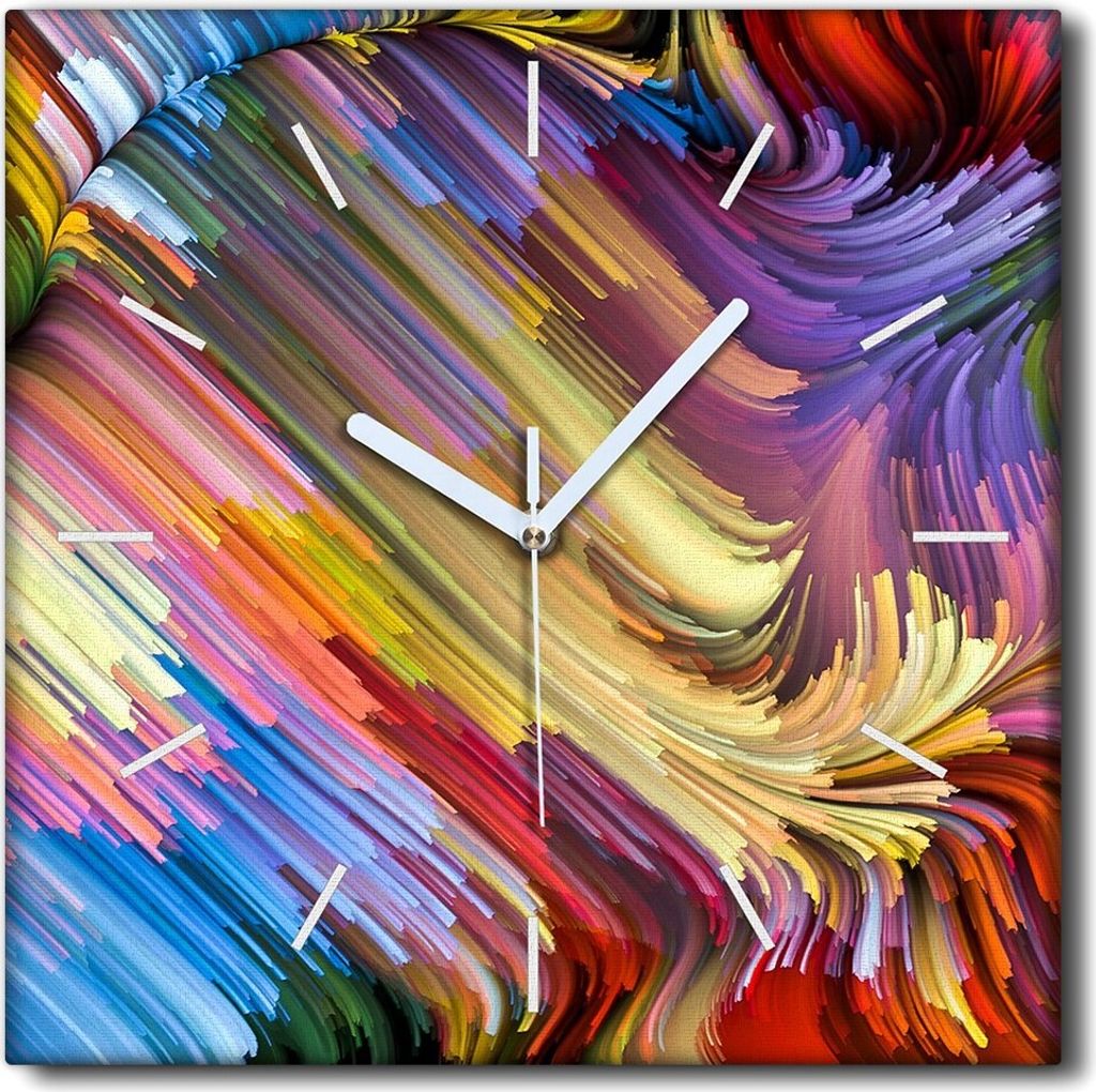 Coloray Uhr auf Leinwand 30x30 cm Wand Uhr Dekoration Wohnzimmer Segeltuch weiße Zeiger -Abstraktion Kunstkunst