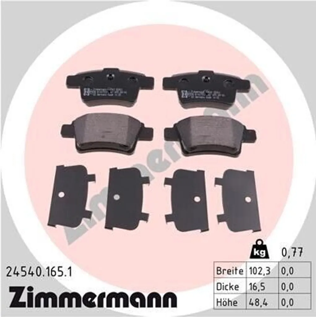 Plaquettes de frein anti-bruit pour C4 Picasso I Zimmermann 24540.165.1