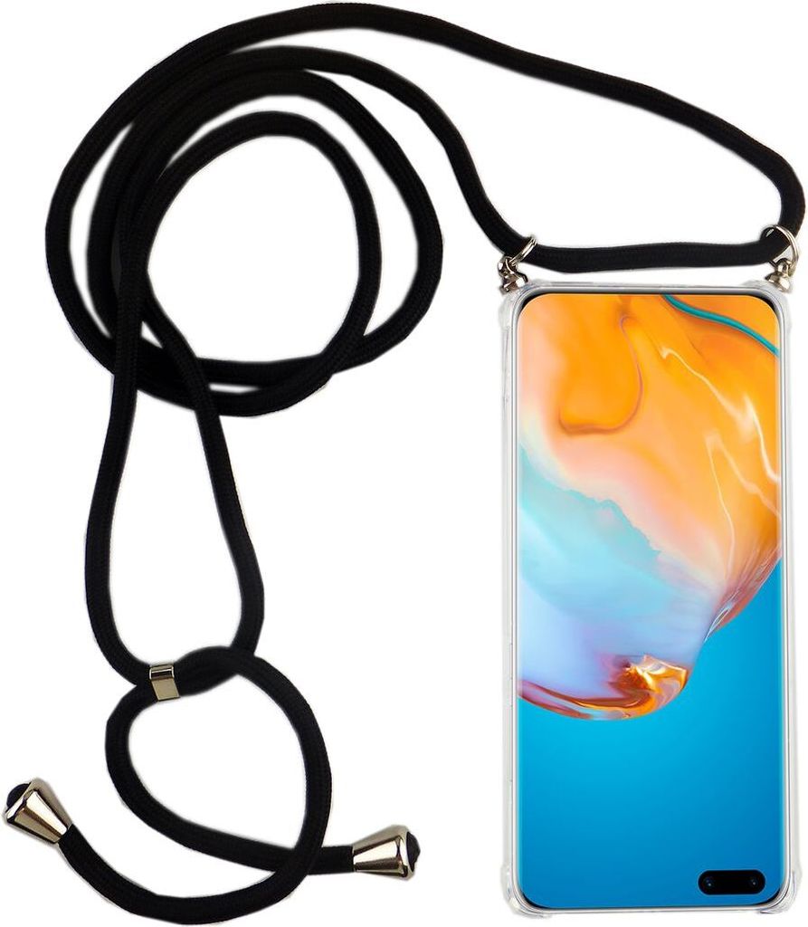 Huawei Case Handykette Hülle Umhänge Tasche Slim Cover Case Handyhülle Kordel Band Case, Für Handy:Huawei P40, Band wählen:Schwarz