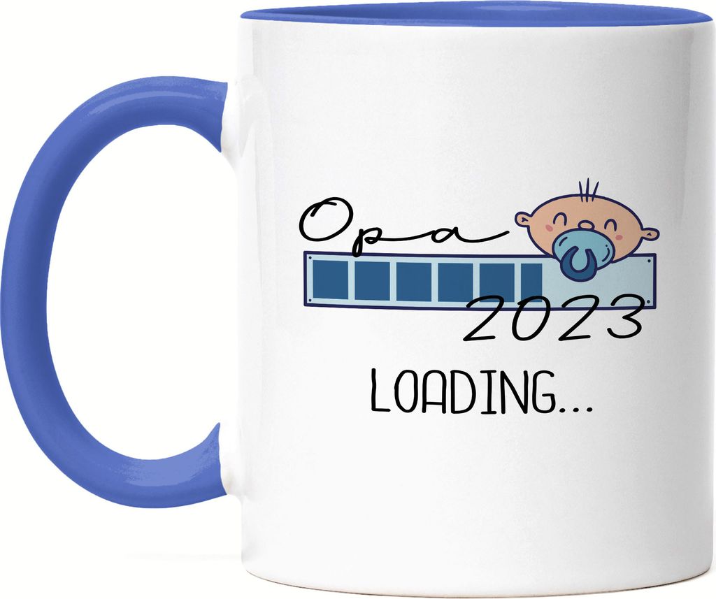 Opa Loading 2023 Tasse Blau für werdende Opas zur Geburt Enkel Enkelin Babynews Ich werde Opa Geschenk Tasse