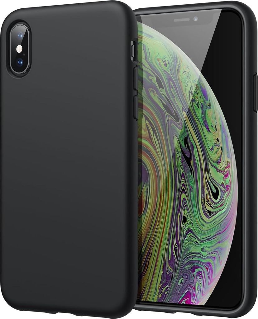 Hülle für Apple iPhone XS/iPhone X, schwarze Silikonrückseite