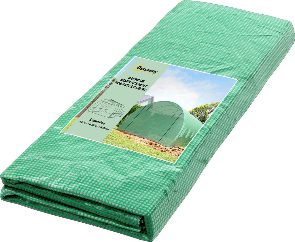 Outsunny Bâche de Rechange Serre Tunnel 18 m², bâche 6 x 3 Image du produit 