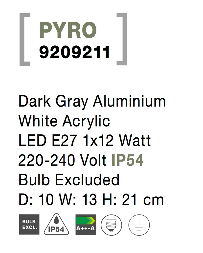Applique murale PYRO Nova Luce - Éclairage LED minimaliste avec culot GU10