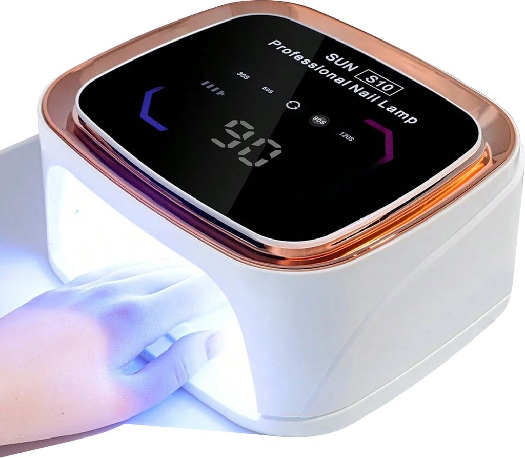 108W Wireless UV/LED Nageltrockner mit LCD-Anzeige, 36 LEDs, 7800mAh Akku, 4 Zeitmodi, Intelligente Infrarotsensoren, Weiß