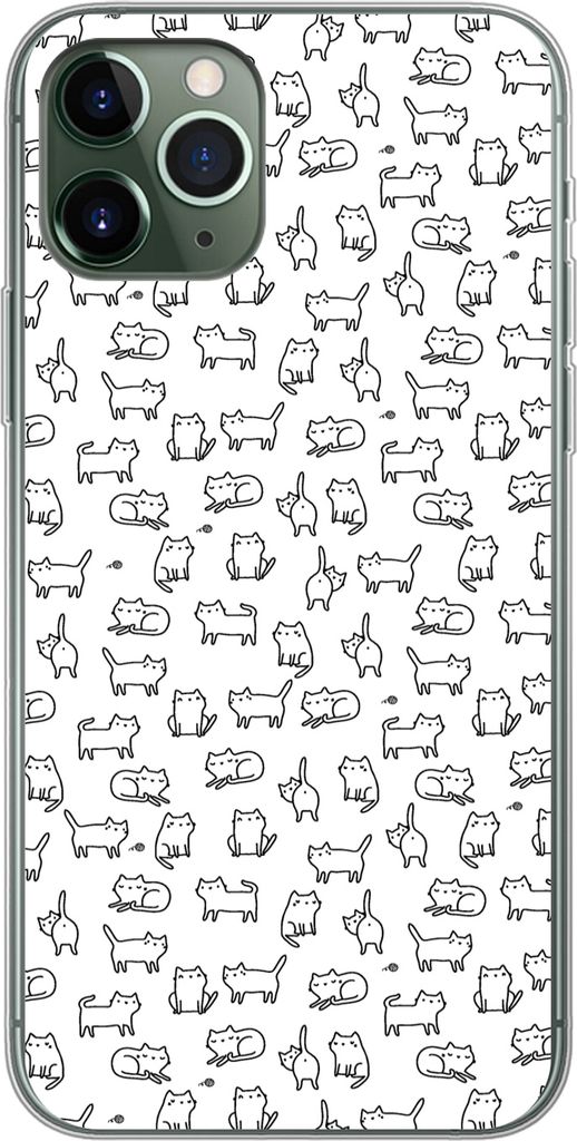 MuchoWow Handyhülle Schutzhülle Hülle für Telefoonhoesje iPhone 11 Pro Mädchen - Katze - Muster - Mädchen - Kinder - Kinder Silikon Softcas...