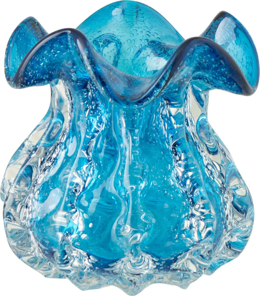 Vase Décoratif J-Line Ralph en Verre Bleu - Objet Design Petit Format Chic