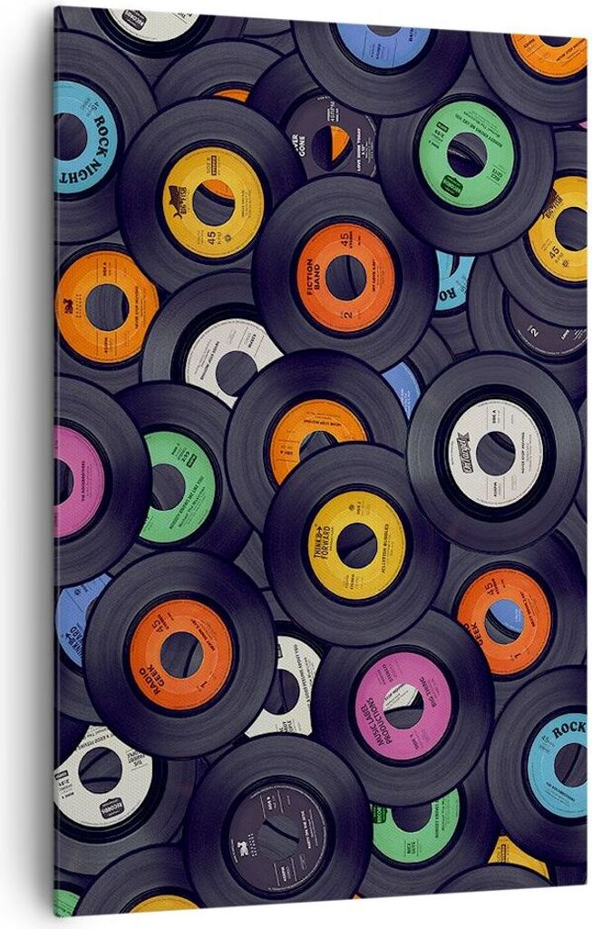 Bild auf Leinwand - Leinwandbild - Einteilig - Platten Vinyl Grafiken - 80x120cm - Wand Bild - Wanddeko - Wandbilder - Leinwanddruck - Wanddekorati...